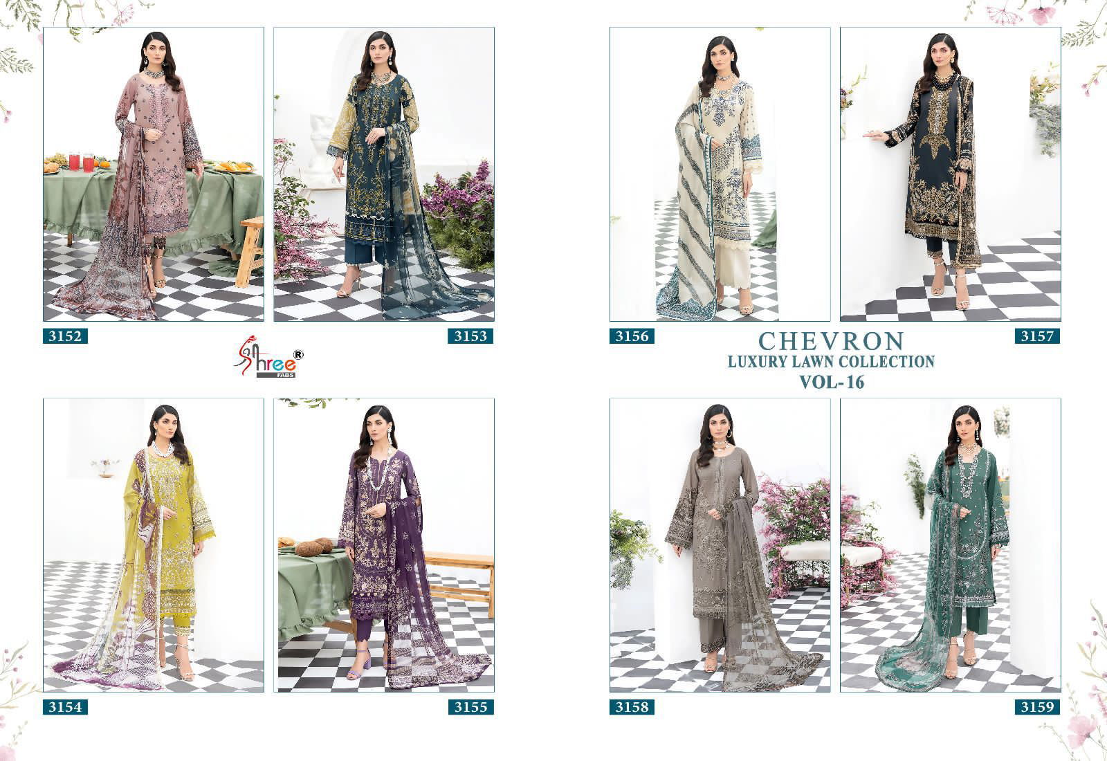 Shree Chevron Luxury Lawn Collection Vol 16 Pakistani Suits Catalog
